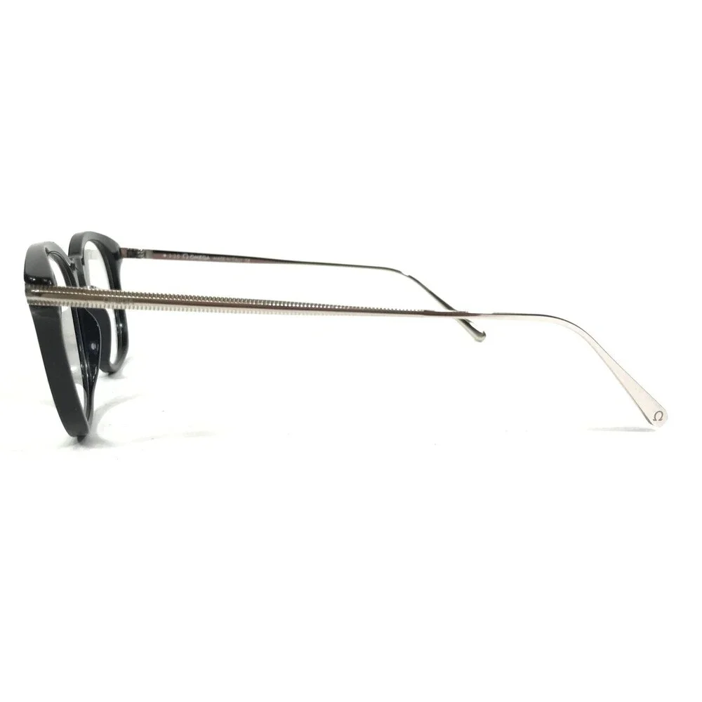 Omega Eyeglasses Frames OM 5013 001 Black Silver Square Horn Rim 53-18-145 - Picture 7 of 12